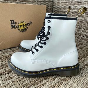 Dr. Martens 1460 White Smooth Leather Boots Womens